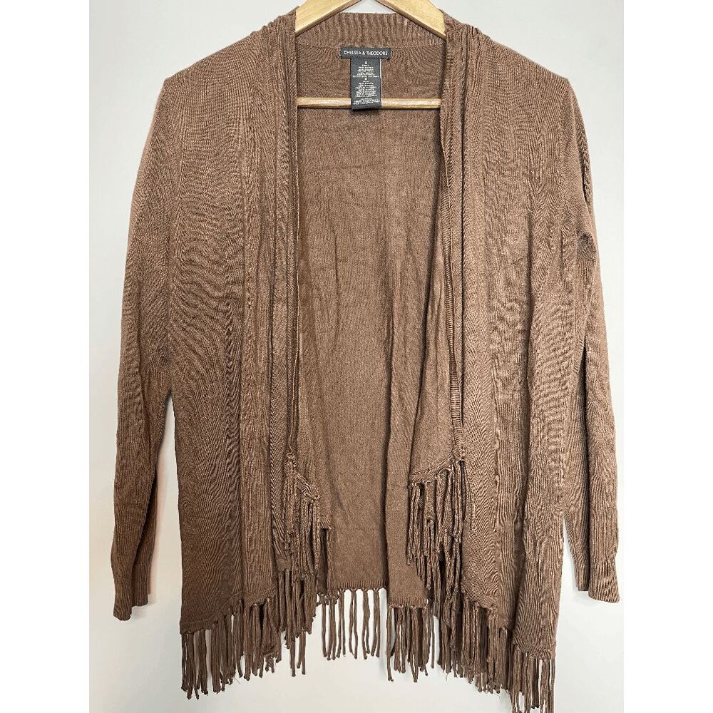 Chelsea & Theodore Western Fringe Open Front Cardigan Sweater Festival
